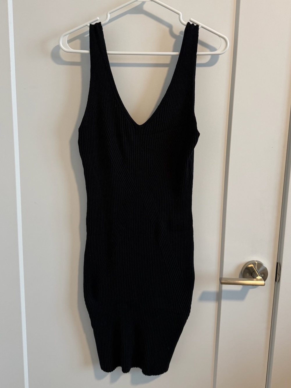 Dynamite Black Ribbed V-Neck Mini Dress